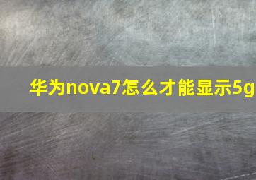 华为nova7怎么才能显示5g