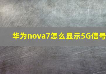 华为nova7怎么显示5G信号