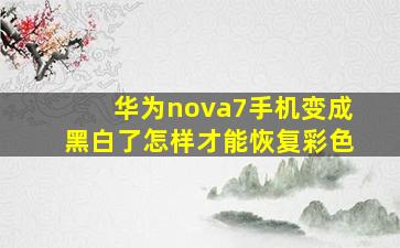 华为nova7手机变成黑白了怎样才能恢复彩色