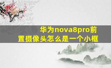 华为nova8pro前置摄像头怎么是一个小框