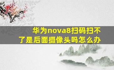 华为nova8扫码扫不了是后面摄像头吗怎么办