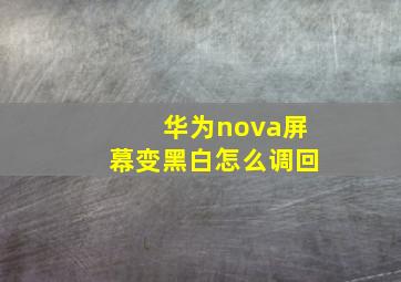 华为nova屏幕变黑白怎么调回