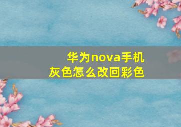 华为nova手机灰色怎么改回彩色