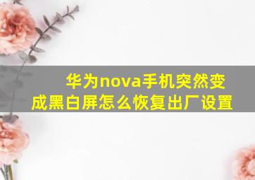 华为nova手机突然变成黑白屏怎么恢复出厂设置