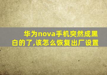 华为nova手机突然成黑白的了,该怎么恢复出厂设置