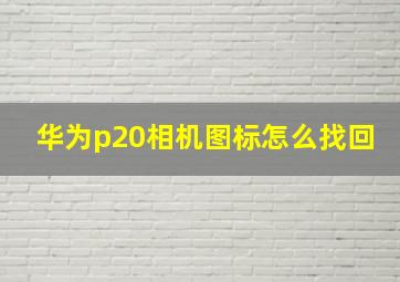 华为p20相机图标怎么找回