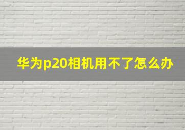 华为p20相机用不了怎么办