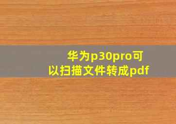 华为p30pro可以扫描文件转成pdf