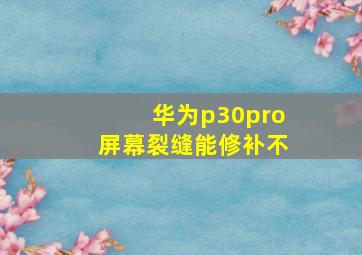 华为p30pro屏幕裂缝能修补不