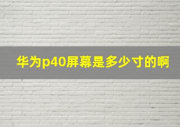 华为p40屏幕是多少寸的啊