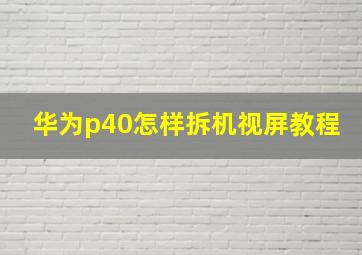 华为p40怎样拆机视屏教程