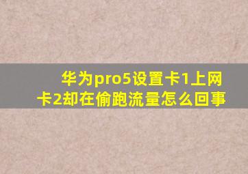 华为pro5设置卡1上网卡2却在偷跑流量怎么回事