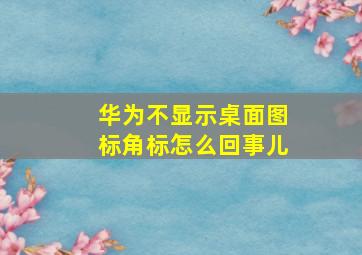 华为不显示桌面图标角标怎么回事儿