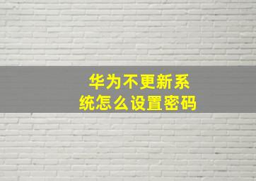 华为不更新系统怎么设置密码