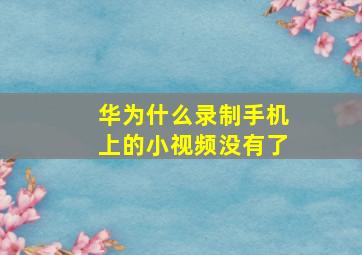 华为什么录制手机上的小视频没有了