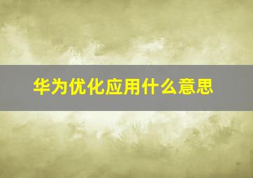 华为优化应用什么意思