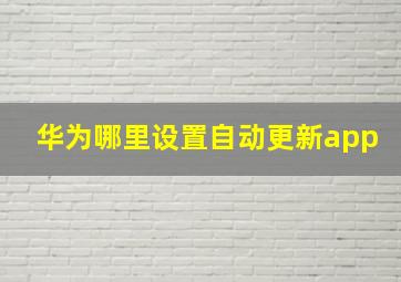 华为哪里设置自动更新app