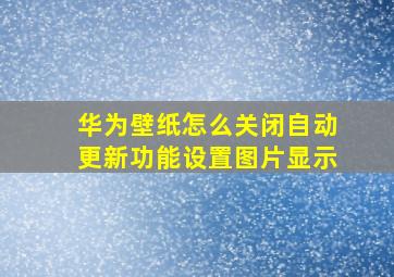 华为壁纸怎么关闭自动更新功能设置图片显示