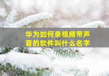 华为如何录视频带声音的软件叫什么名字