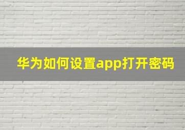 华为如何设置app打开密码