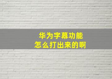 华为字幕功能怎么打出来的啊