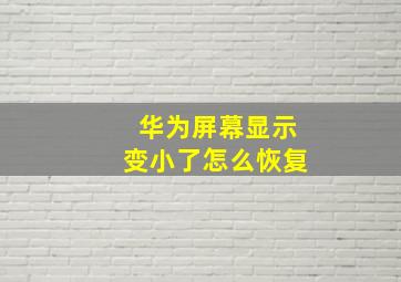 华为屏幕显示变小了怎么恢复