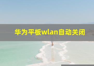 华为平板wlan自动关闭