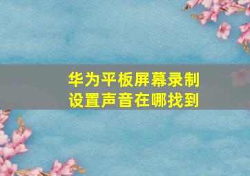 华为平板屏幕录制设置声音在哪找到