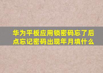 华为平板应用锁密码忘了后点忘记密码出现年月填什么