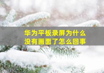 华为平板录屏为什么没有画面了怎么回事