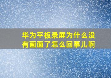 华为平板录屏为什么没有画面了怎么回事儿啊