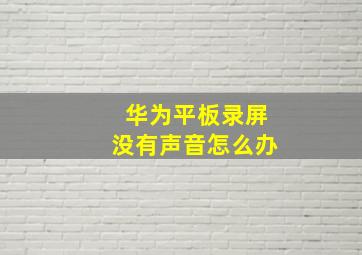 华为平板录屏没有声音怎么办