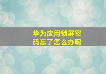 华为应用锁屏密码忘了怎么办呢