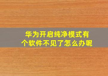 华为开启纯净模式有个软件不见了怎么办呢