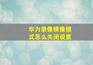 华为录像镜像模式怎么关闭设置