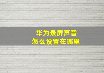 华为录屏声音怎么设置在哪里