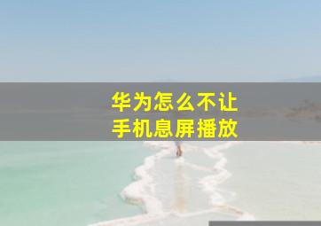 华为怎么不让手机息屏播放