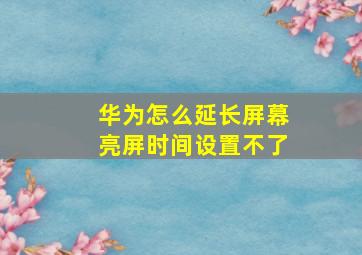 华为怎么延长屏幕亮屏时间设置不了