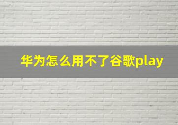 华为怎么用不了谷歌play