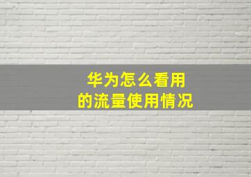 华为怎么看用的流量使用情况