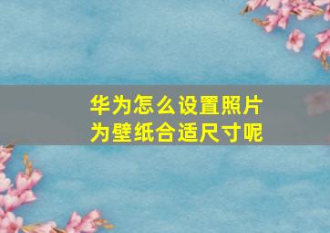 华为怎么设置照片为壁纸合适尺寸呢