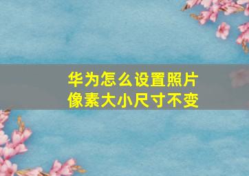 华为怎么设置照片像素大小尺寸不变