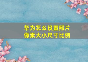 华为怎么设置照片像素大小尺寸比例