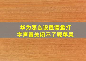 华为怎么设置键盘打字声音关闭不了呢苹果