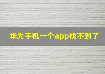 华为手机一个app找不到了