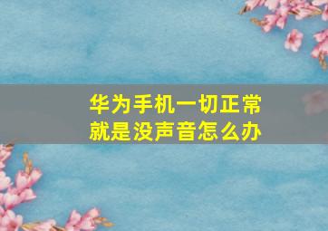 华为手机一切正常就是没声音怎么办