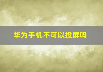 华为手机不可以投屏吗