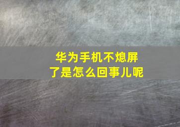 华为手机不熄屏了是怎么回事儿呢