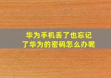 华为手机丢了也忘记了华为的密码怎么办呢