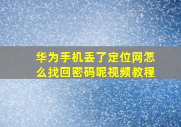 华为手机丢了定位网怎么找回密码呢视频教程